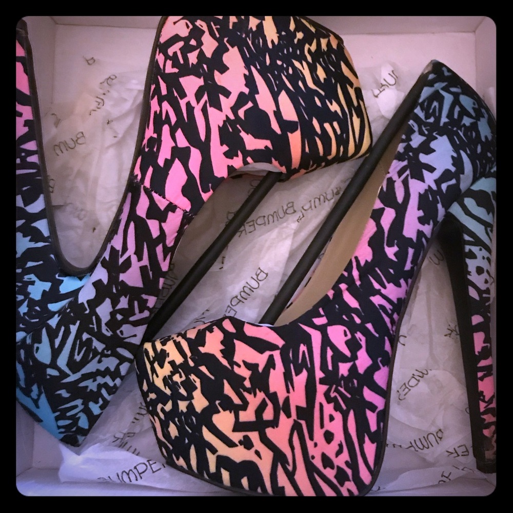 Ombré rainbow heels